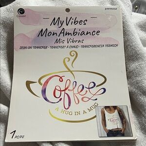 Cousin Iron-On Transfer 'Coffee A Hug in a Mug'